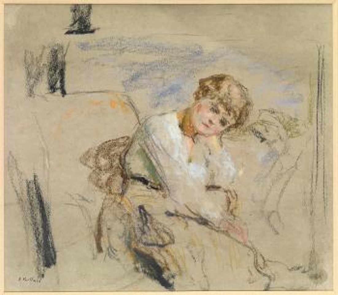 Fair Haired Model on the Edge of an Armchair by Édouard Vuillard