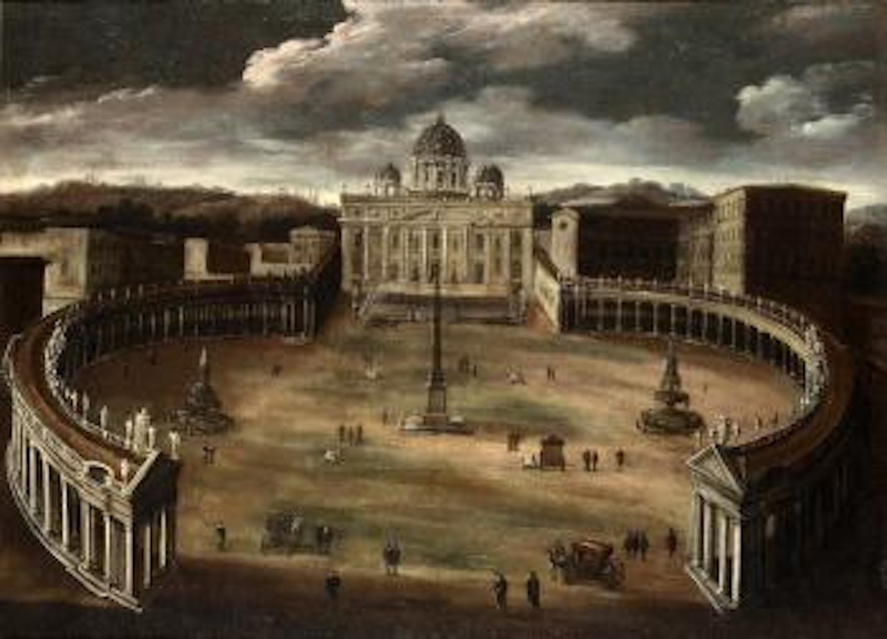 La place Saint Pierre. La place Navona à Rome by Italian School