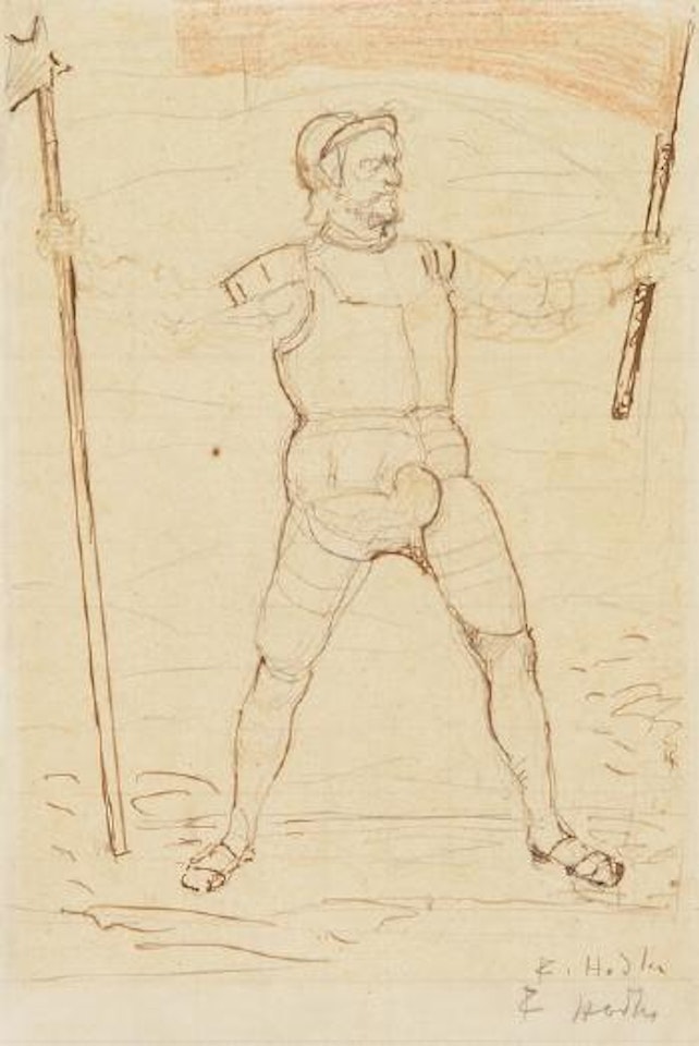 Landsknecht mit Banner und Halbarte by Ferdinand Hodler