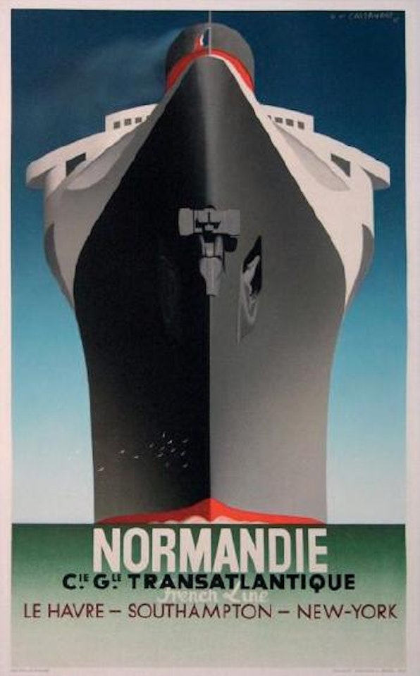 Compagnie Générale Transatlantique - French Line - Normandie - Le Havre - Southampton - New York by Cassandre (Adolphe Jean-Marie Mouron)