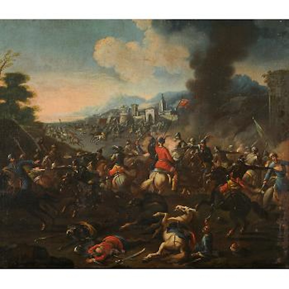 Battaglia nei pressi del Castello by Italian School