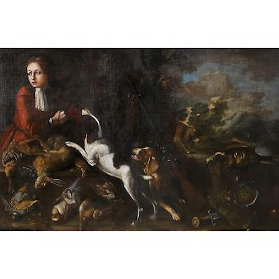 Scena di caccia nel paesaggio by Italian School