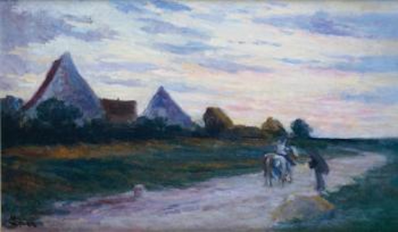 Rencontre sur le chemin au soleil couchant by Maximilien Luce