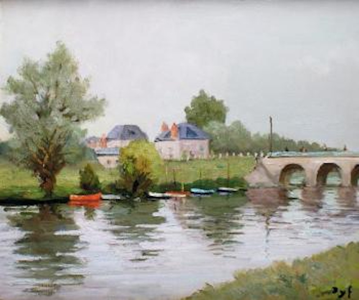 Bord de rivière animé entre Nantes et Brest by Marcel Dyf