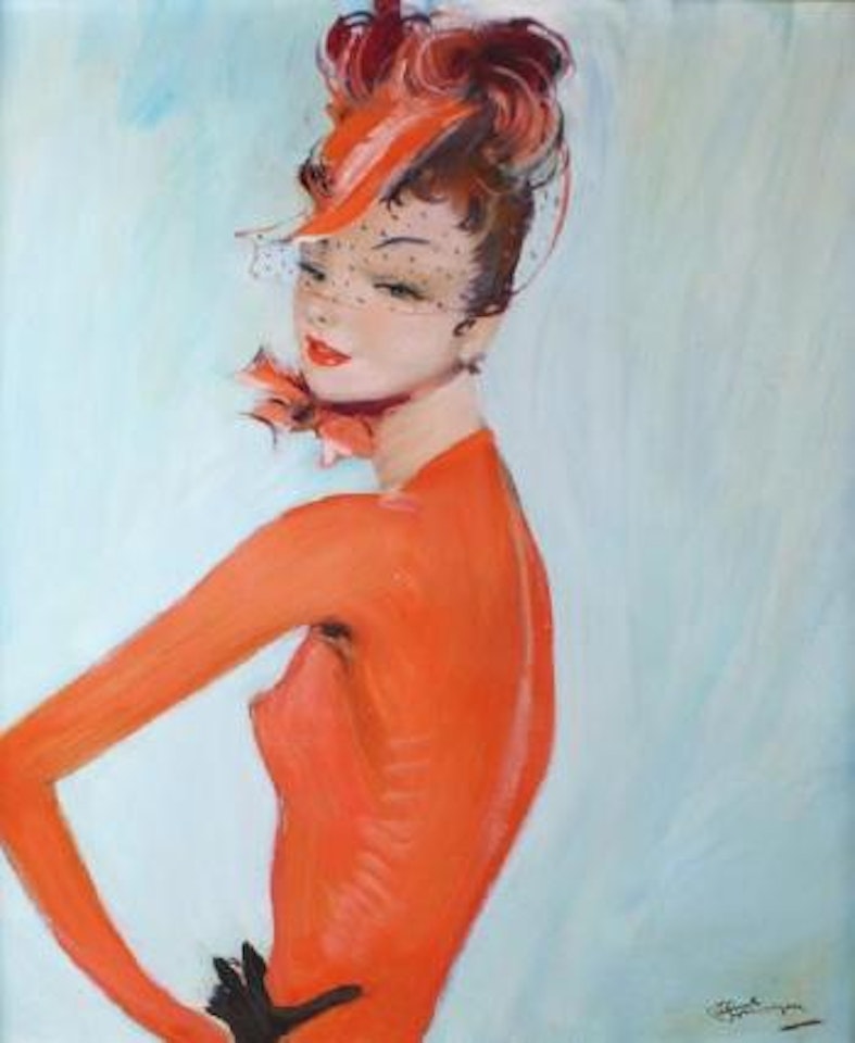 Thalia en rouge by Jean Gabriel Domergue