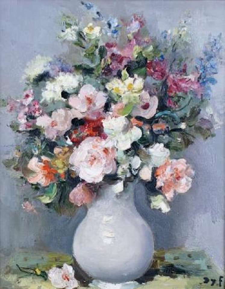 Fleurs des champs dans le pichet blanc by Marcel Dyf