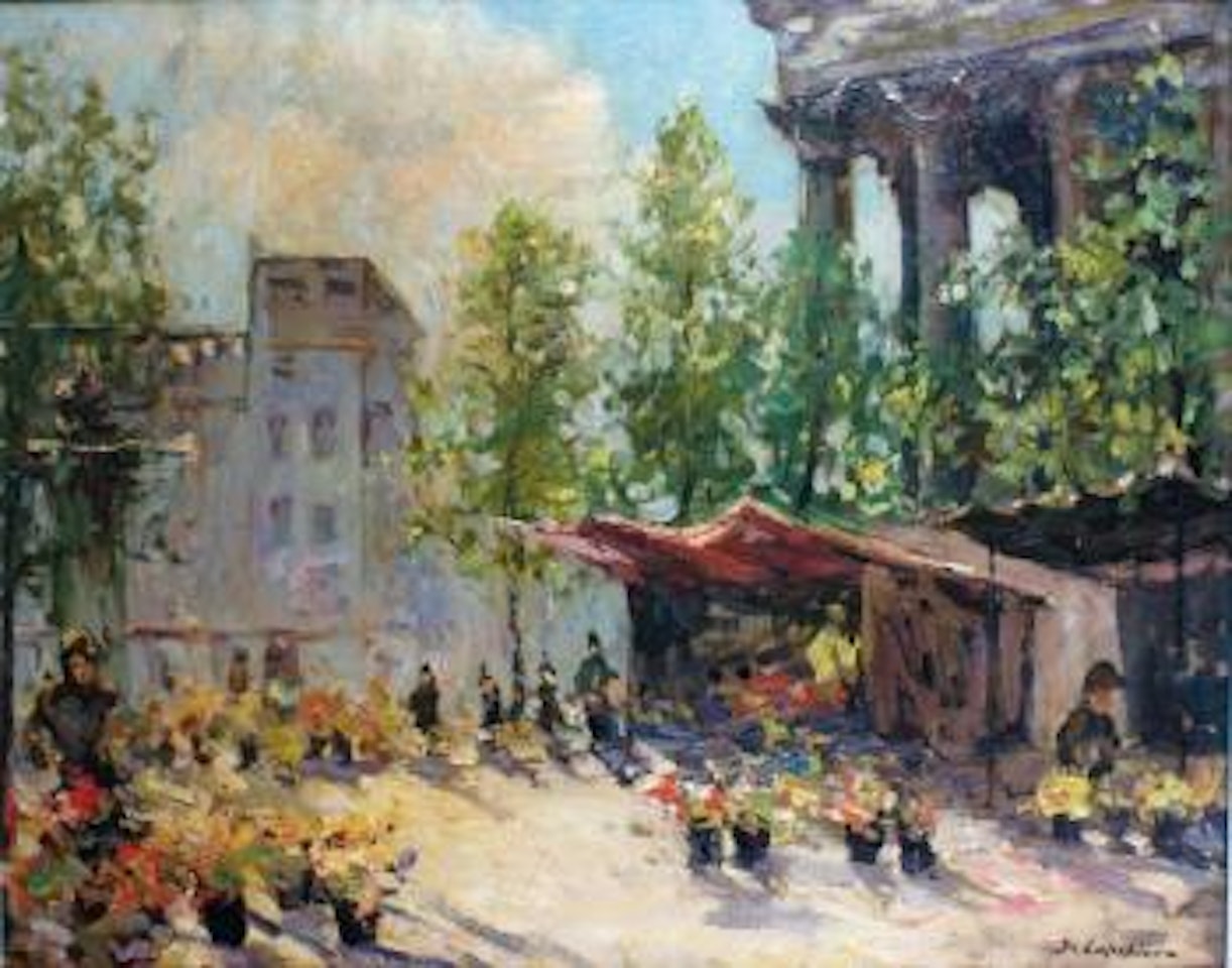 Le marché aux fleurs à la madeleine by Georgij Aleksandrovic Lapschin