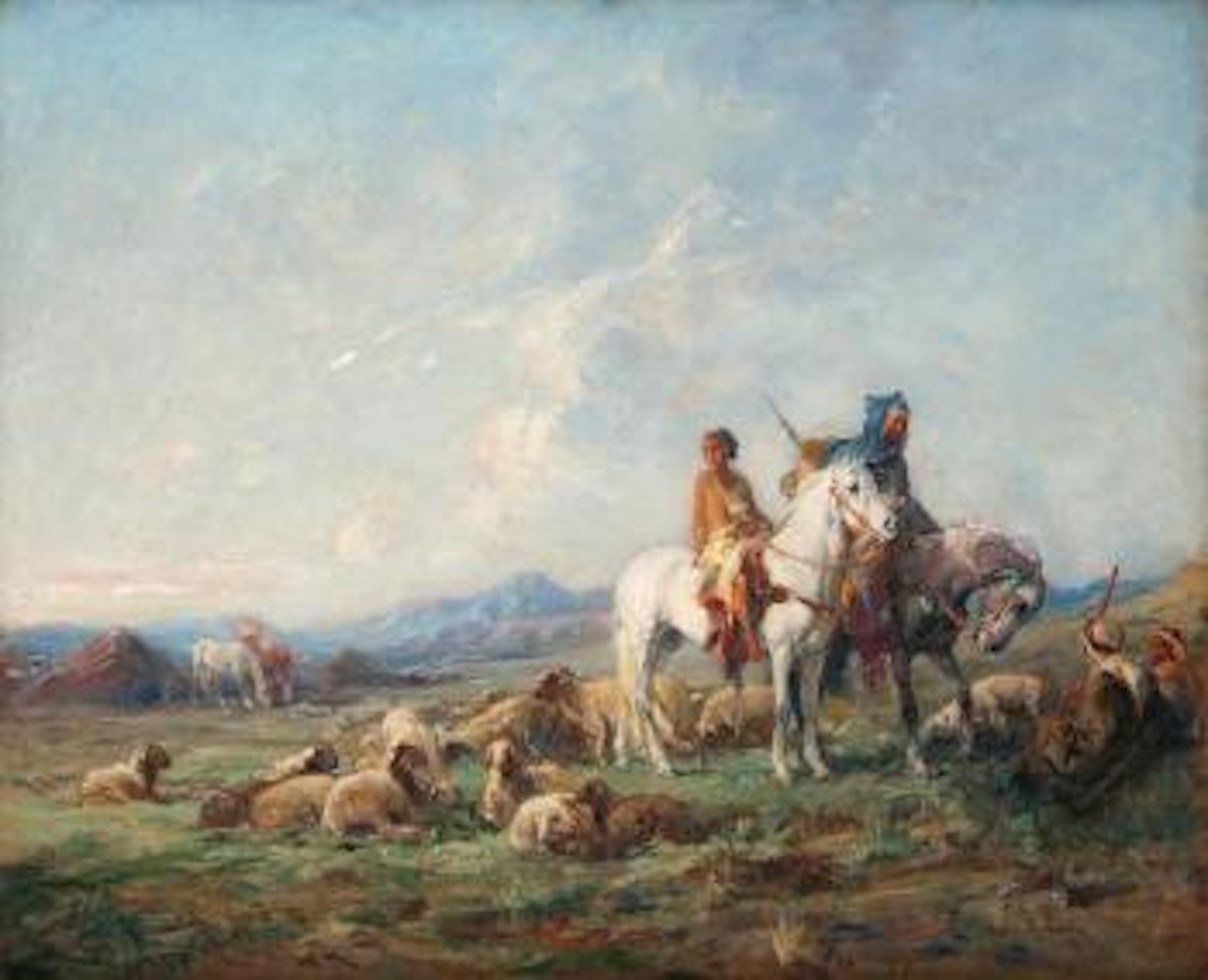 À l'aube, bergers arabes by Henri Émilien Rousseau