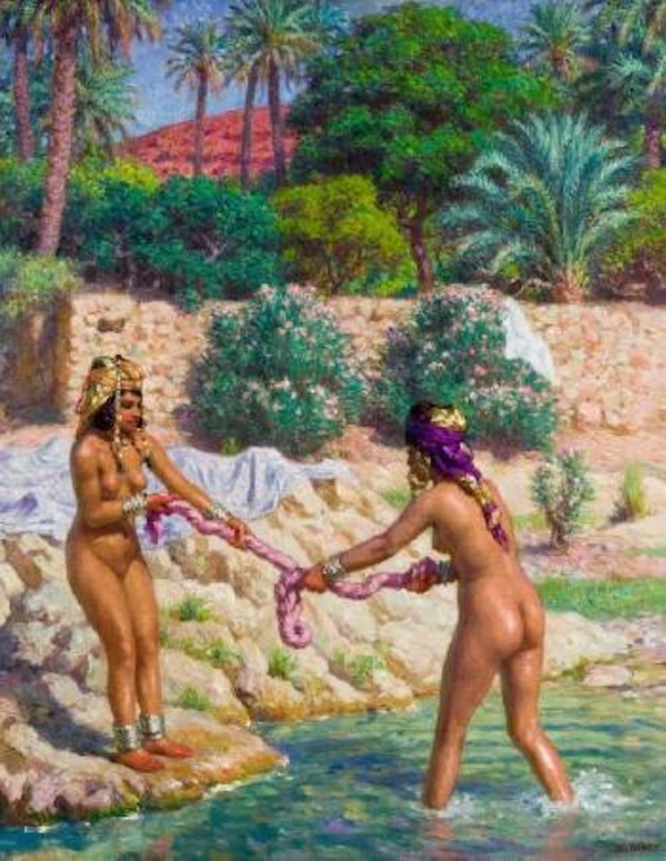 Jeunes filles essorant leur linge by Etienne Alphonse Dinet