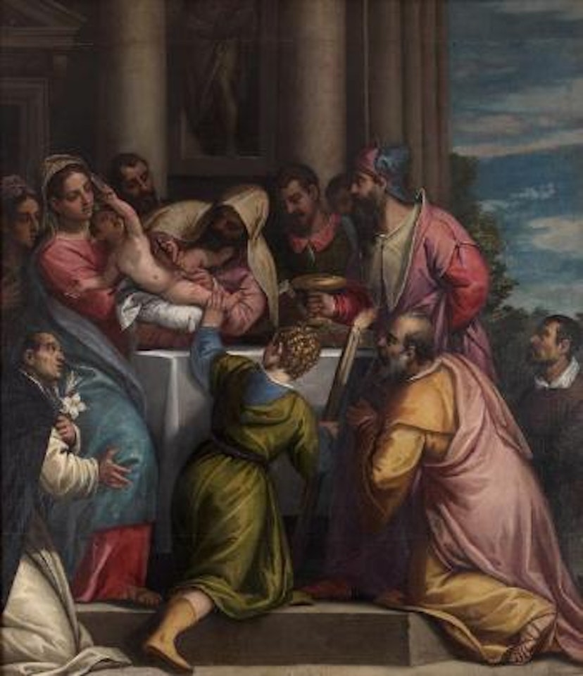 La Sainte Famille servie par des anges by Frans Francken by Abraham Govaerts