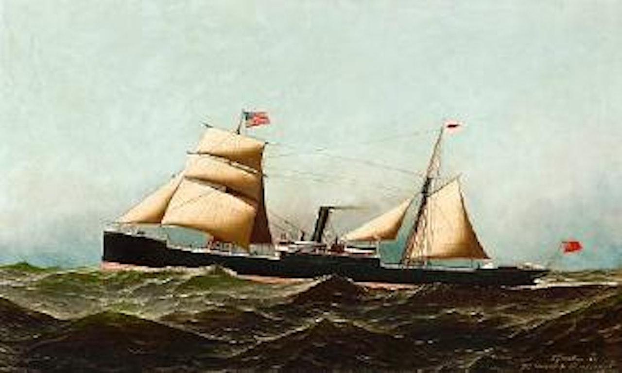 The sail/steamer Crane at sea by Antonio Jacobsen