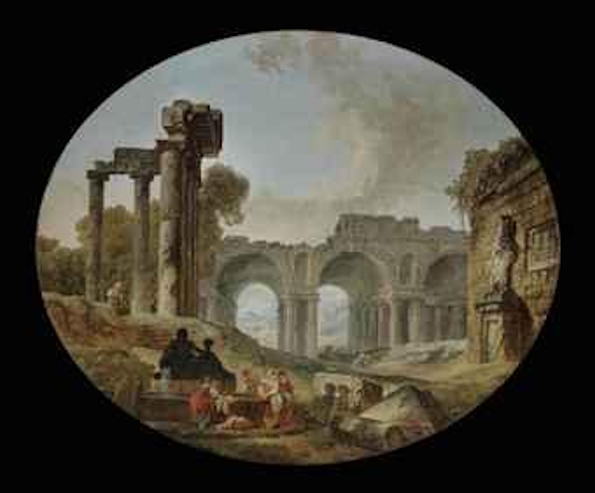 Washerwomen among Roman ruins by Hubert Robert