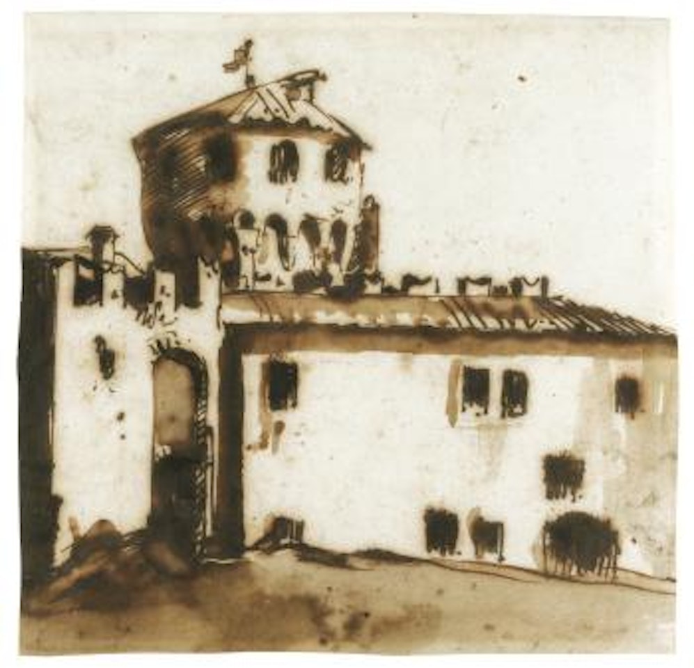 A Fortified House With a Round Tower by Giovanni Battista Tiepolo