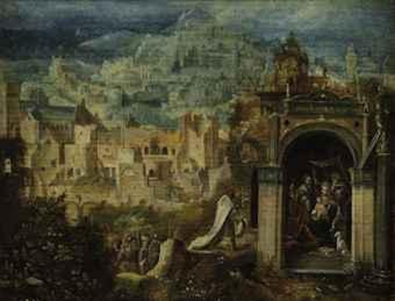 An extensive landscape with the Adoration of the Magi by Herri met de Bles