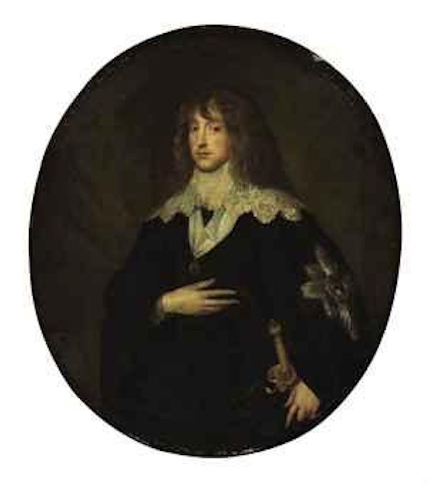 Portrait of Charles Louis, Elector Palatine, half-length, in a black jacket and ruff with a medallion and order of the garter by Anthony van Dyck