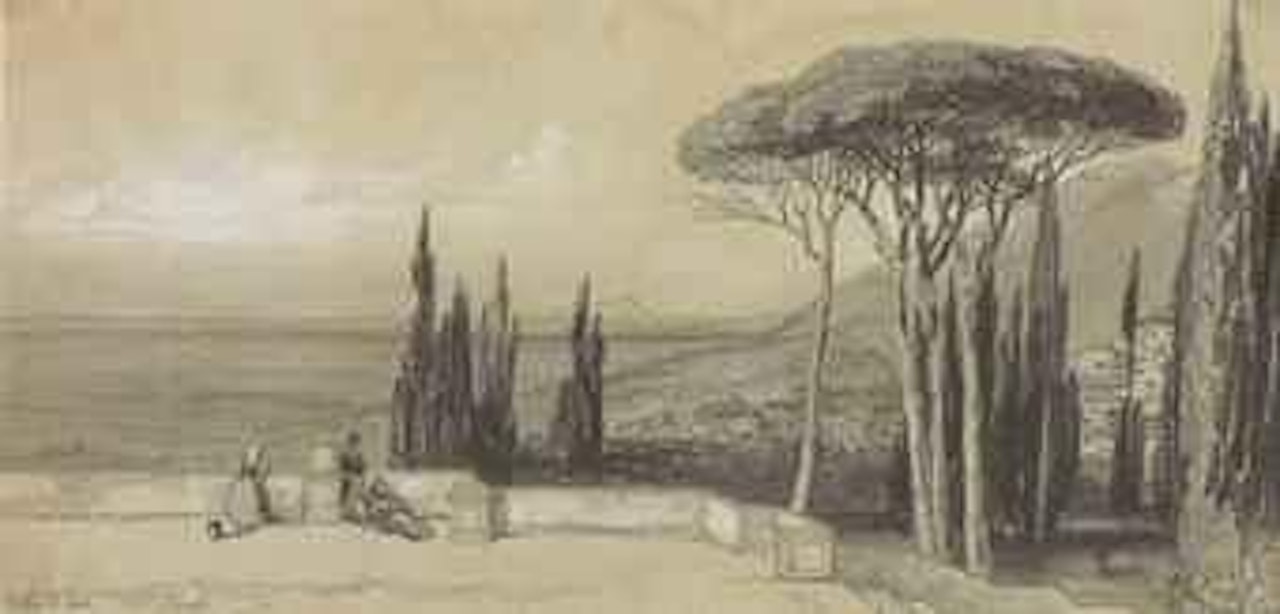 Tivoli, a view from the Villa d'Este looking across the Campagna by Edward Lear