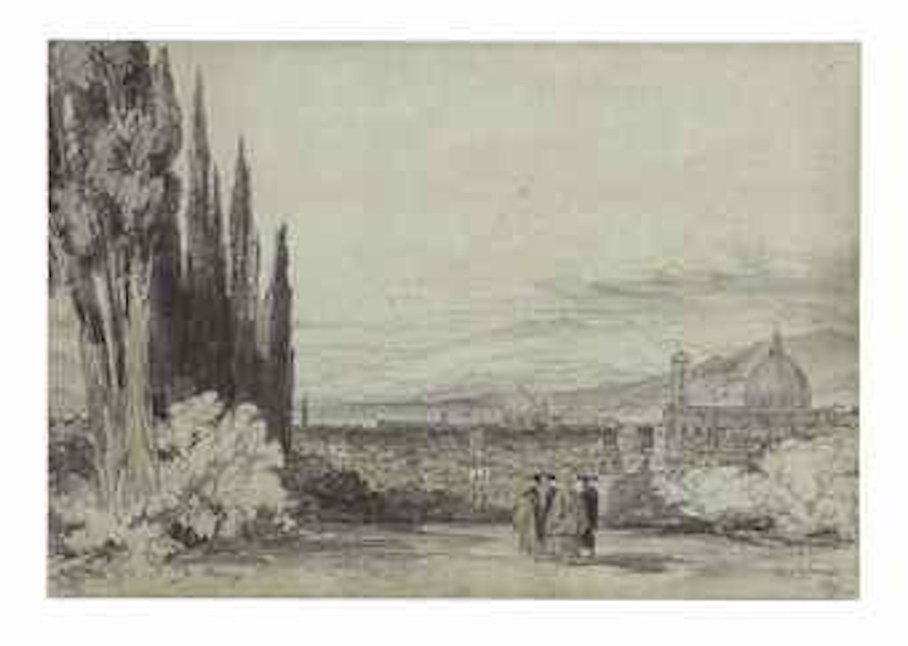 A view of Florence with the Duomo in the distance by Edward Lear