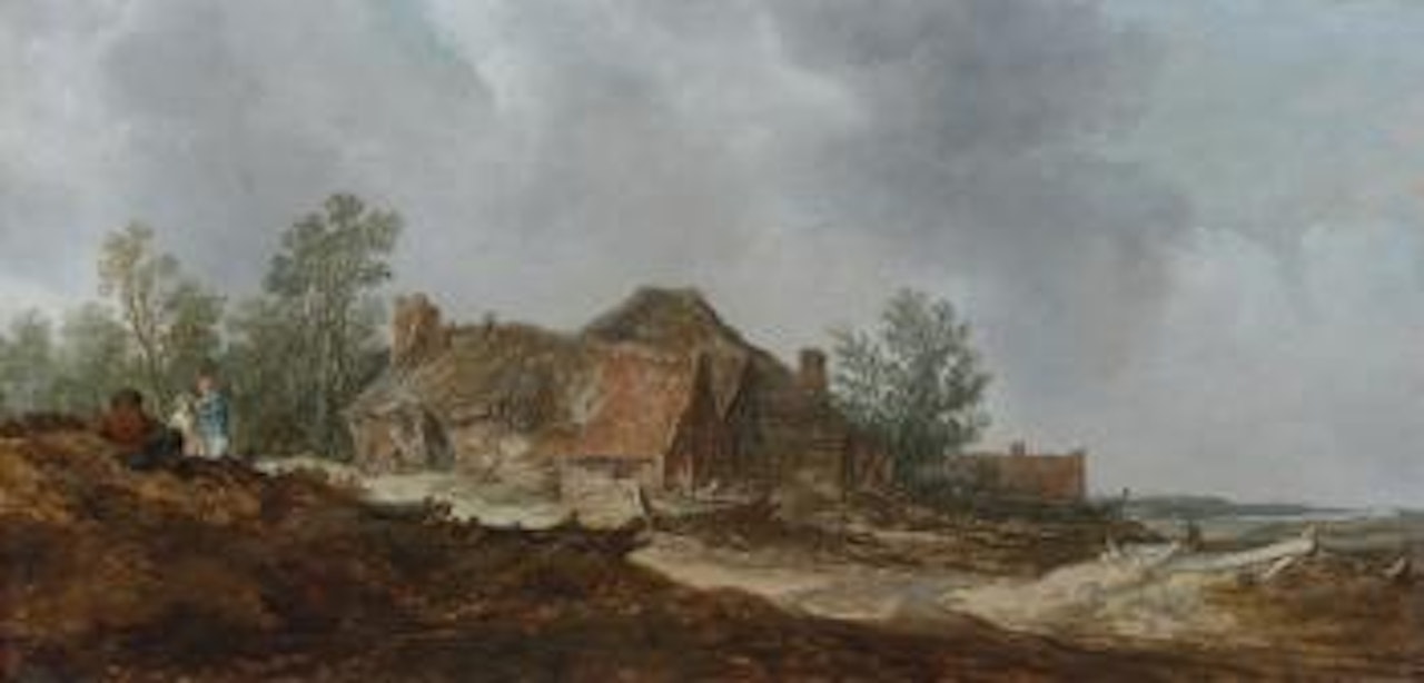 A Dune Landscape With Figures And a Farmhouse by Jan van Goyen