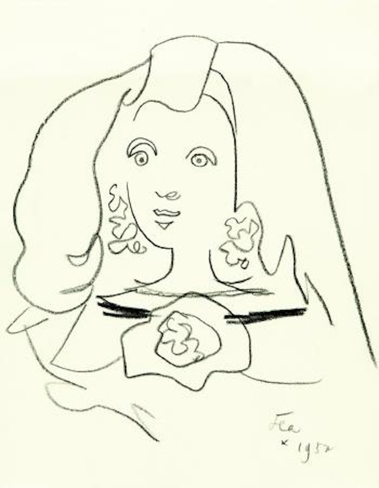 Portrait eines Mädchen by Jean Cocteau