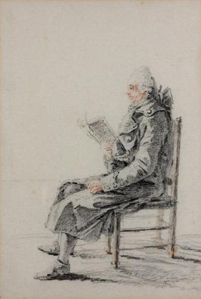 portrait d'homme assis lisant by Louis Carrogis Carmontelle