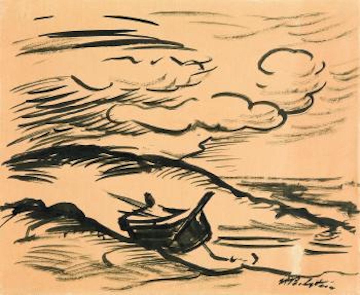 Boot am Strand von Uckeritz by Max Pechstein