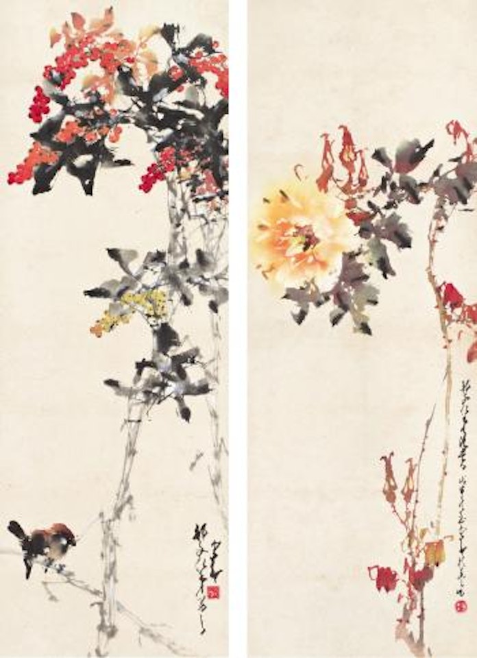 Birds. China rose by Zhao Shao'ang