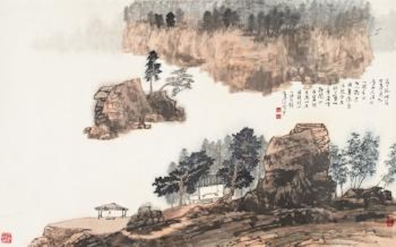 Pavilion and her river by Jiang Zhaoshen