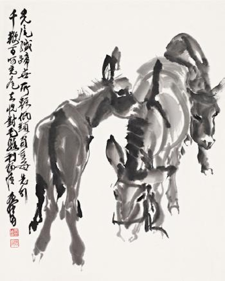 Three donkeys by Huang Zhou