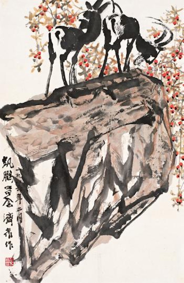 Two sheep by Fang Jizhong