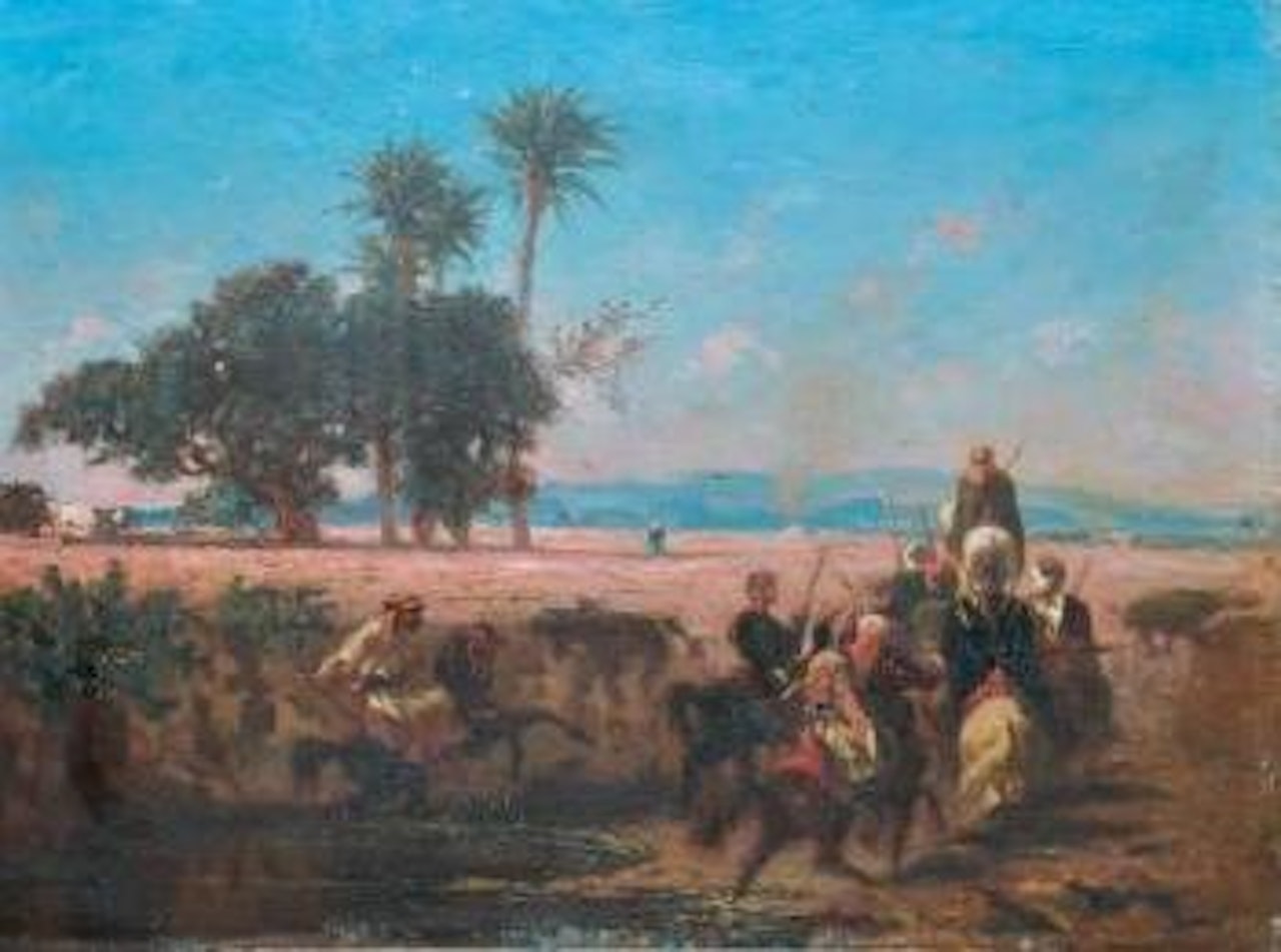 Le gué du Seyfous près de Damas, Syrie by Narcisse Berchere