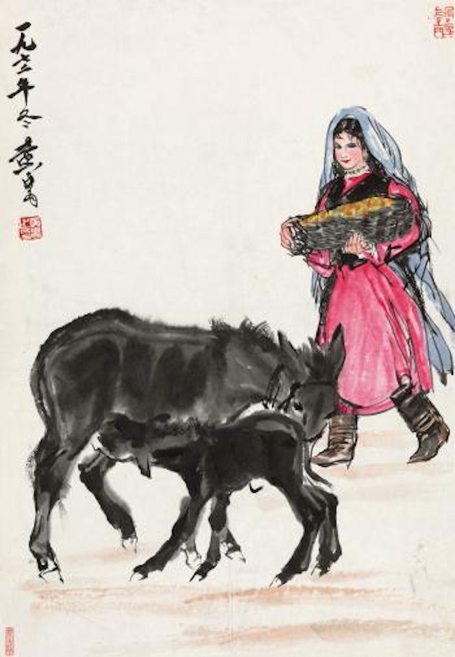 Donkey Feeding by Huang Zhou