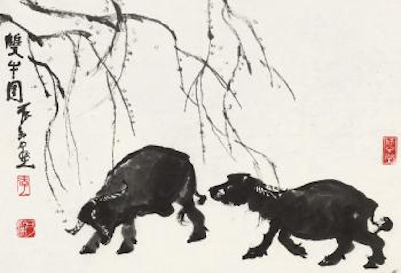 Double Waterbuffalos by Li Keran