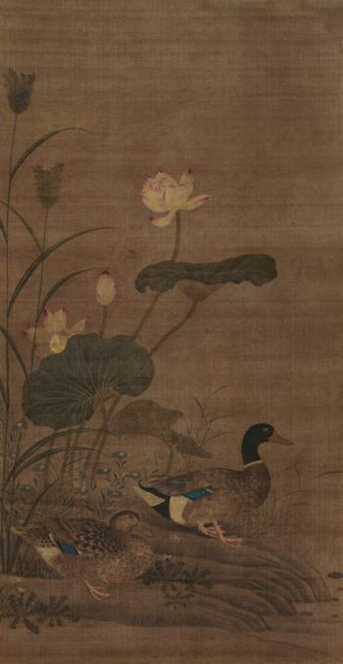 Double Ducks And Lotus by Chinese School