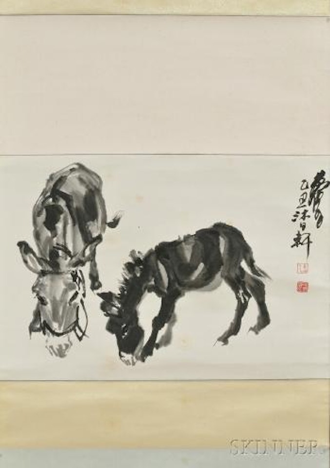 Two donkeys by Huang Zhou