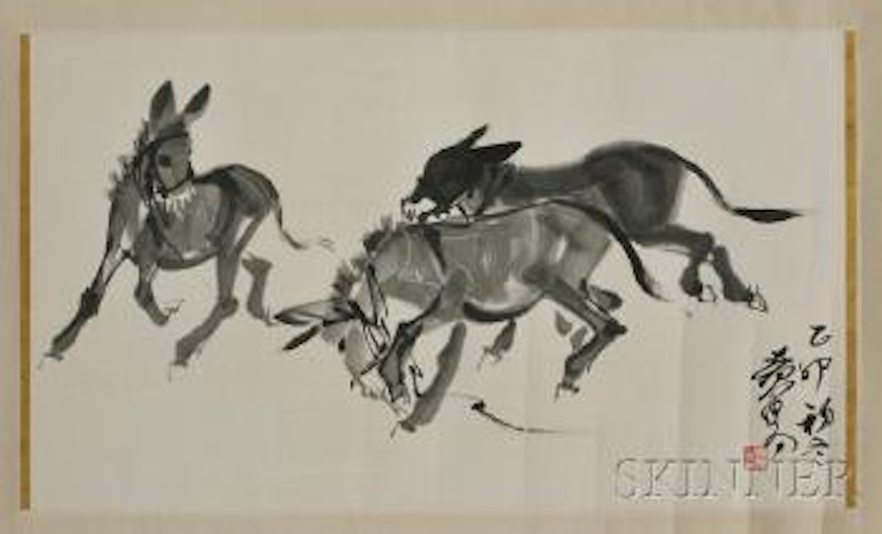 Three donkeys by Huang Zhou