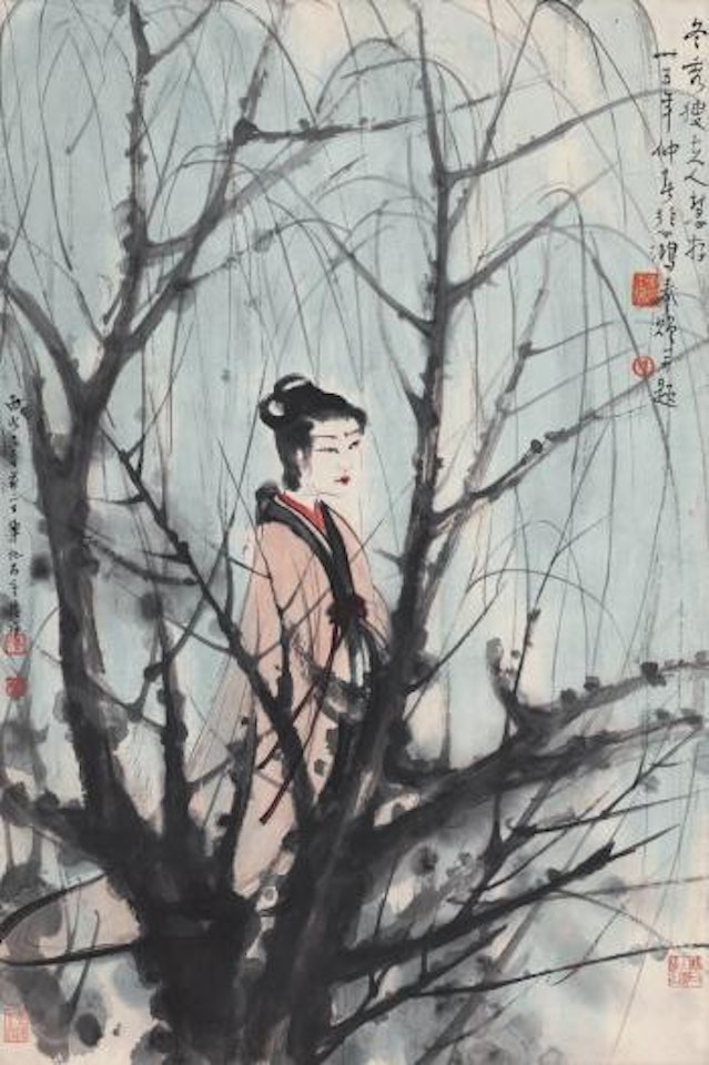 Beauty Under Willow Tree by Fu Baoshi