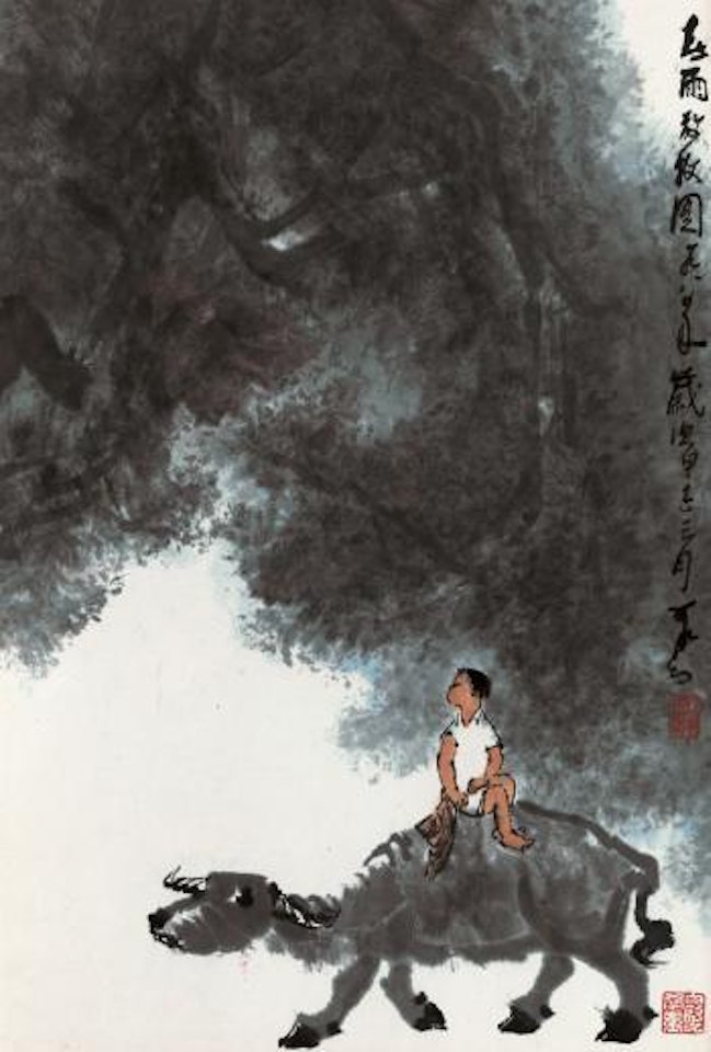 Herding In Spring Rain by Li Keran