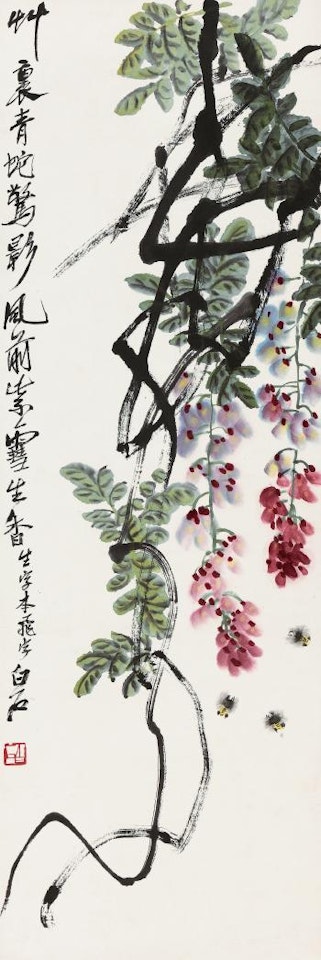 Wisteria Plant And Bees by Qi Baishi