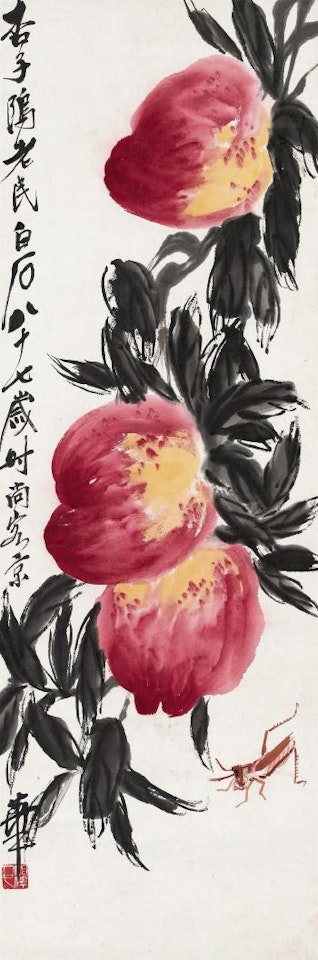 Longevity Peach And Insects by Qi Baishi