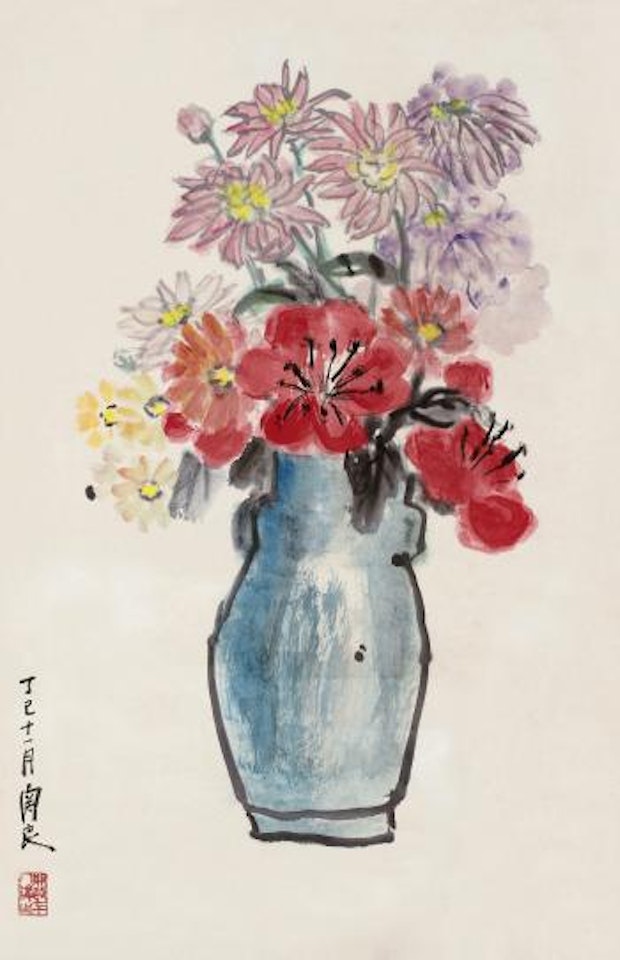 Flowers In Vase by Guan Liang