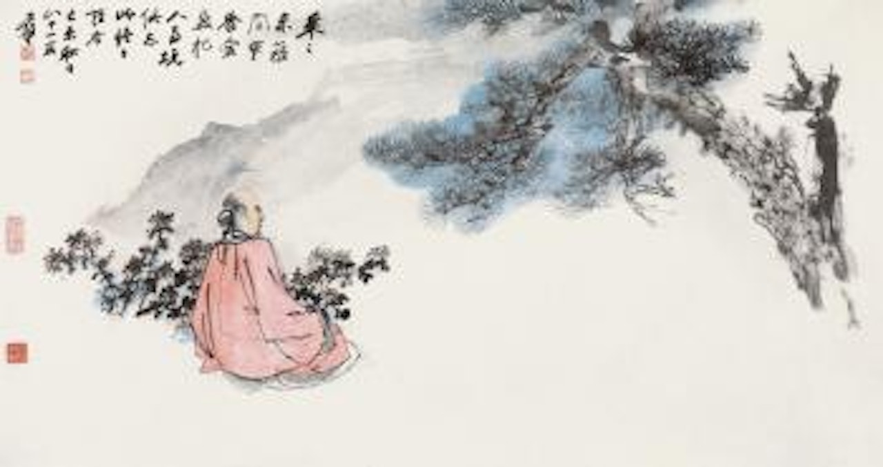 Tao Yuanming Enjoying Chrysanthemum by Zhang Daqian