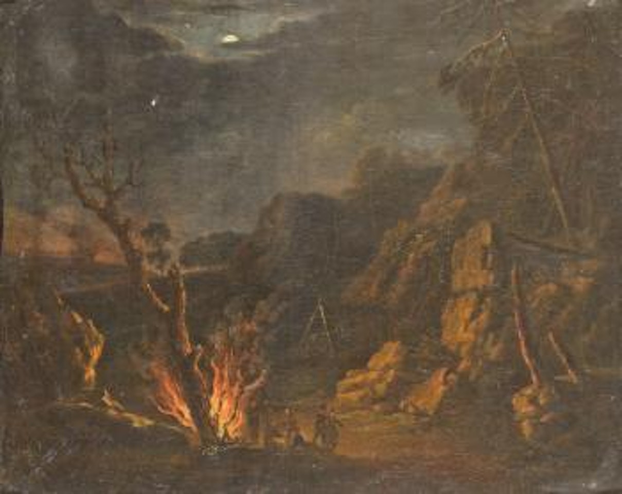 Männer am nächtlichen Feuer by Francesco Giuseppe Casanova