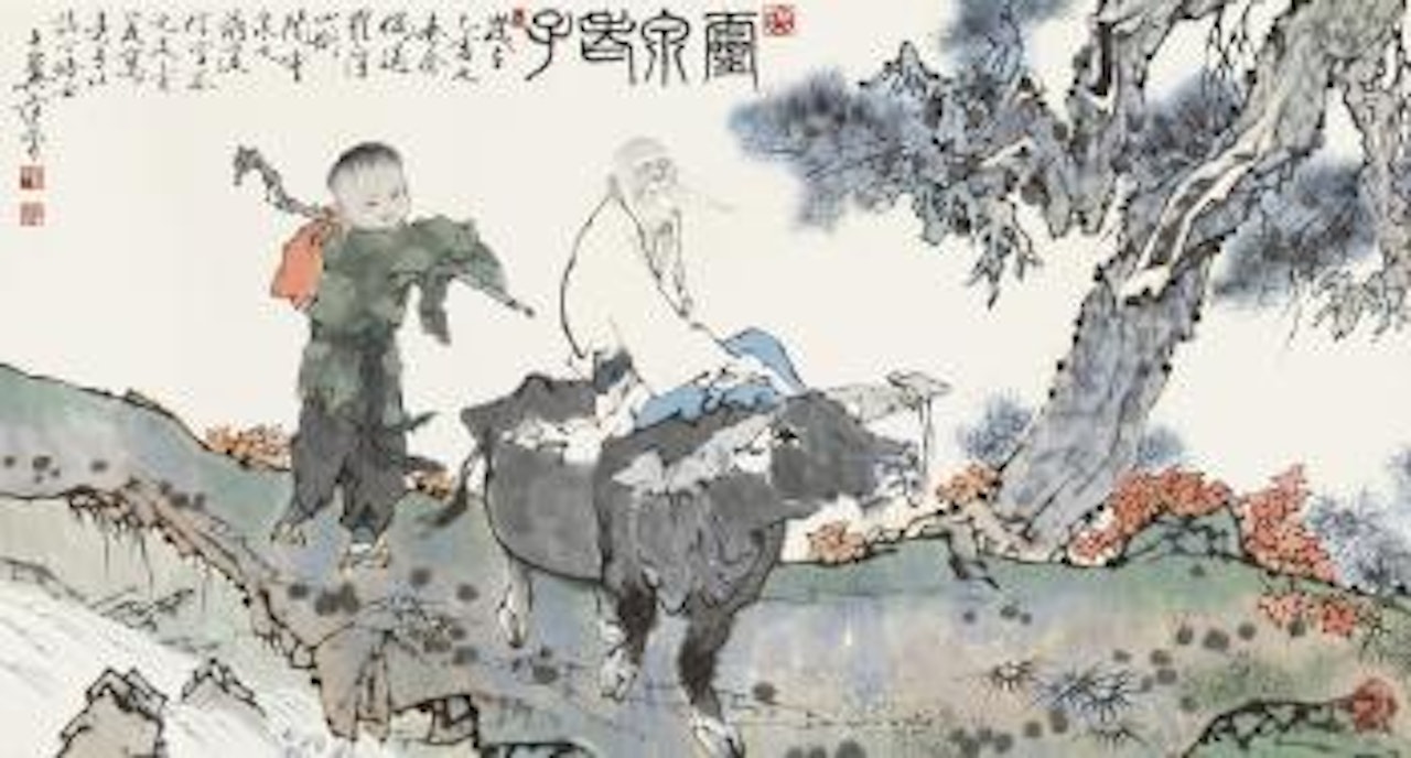 Old Man Sitting On The Back Of Water Buffalo by Fan Zeng