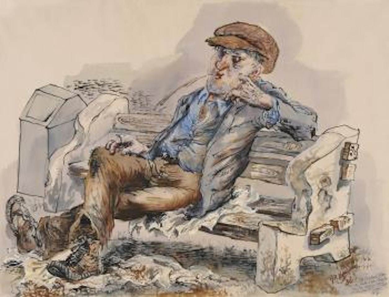 Unemployed - Der Bettler by George Grosz