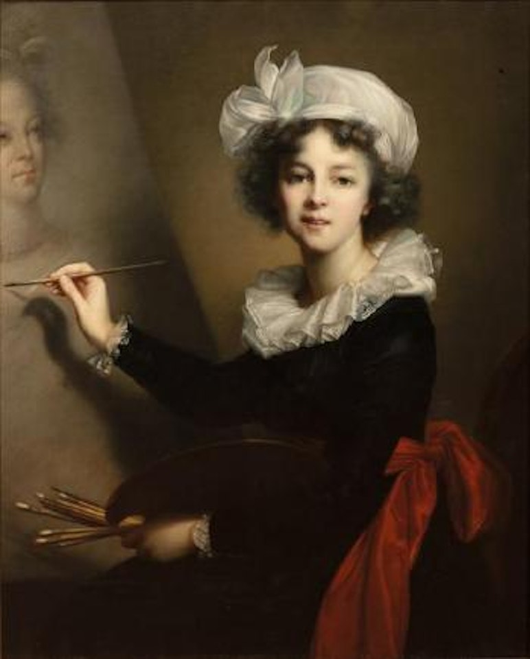 Autoportrait au foulard rouge by French School by Marie Louise Elisabeth Vigee-Lebrun