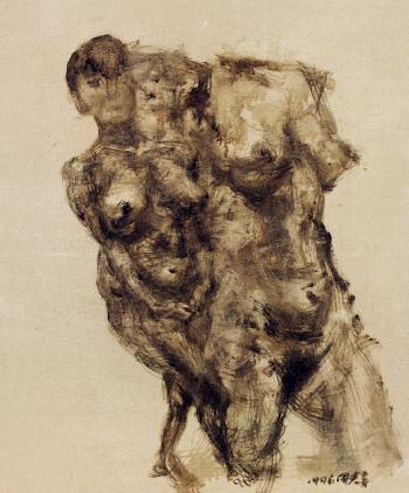 Black figures by Zhou Chunya