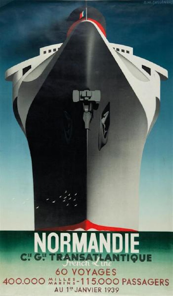 Normandie, 60 voyages au 1e janvier 1939 by Cassandre (Adolphe Jean-Marie Mouron)