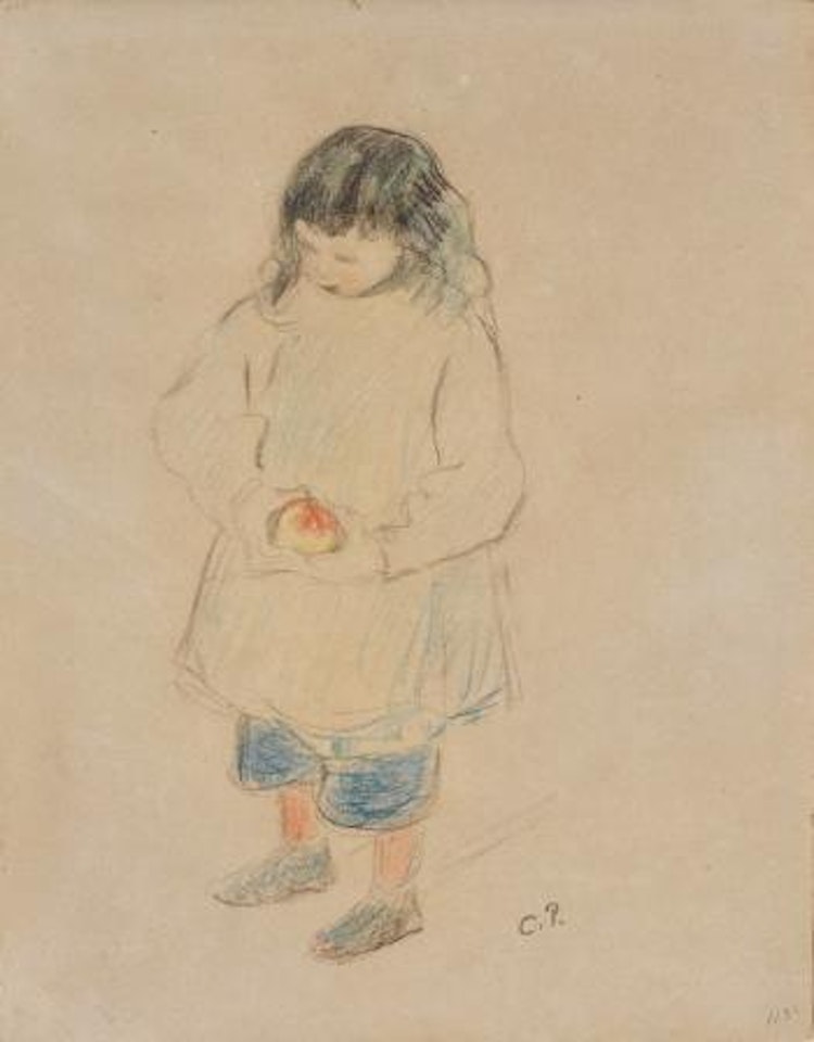 Enfant tenant une pomme by Camille Pissarro