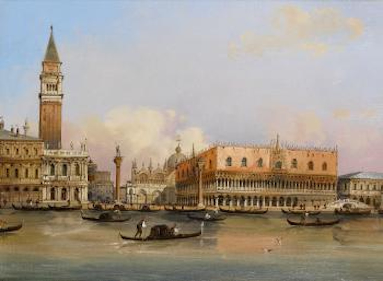 Gondolas in front of St Mark's Square by Carlo Grubacs