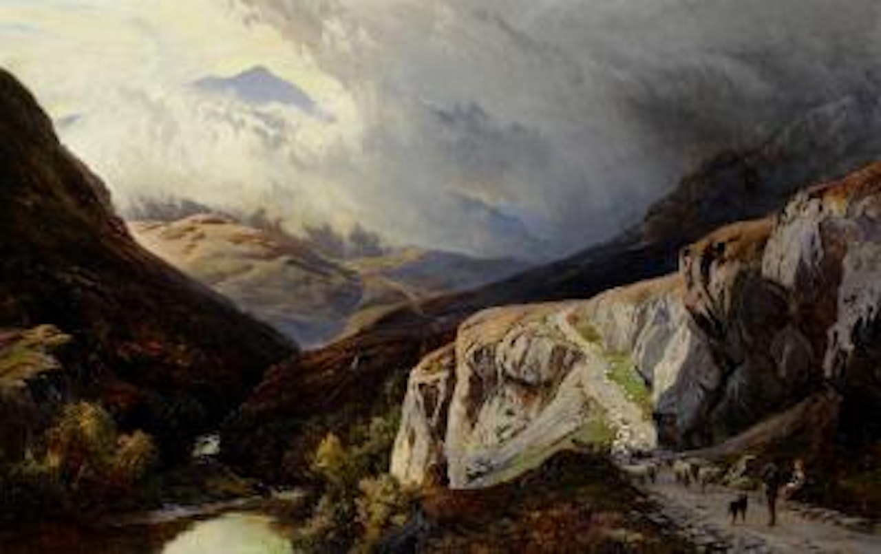 Sheep on a mountain pass by Sidney Richard Percy